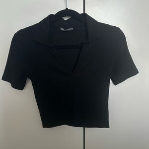 Zara Black Short Sleeve Polo